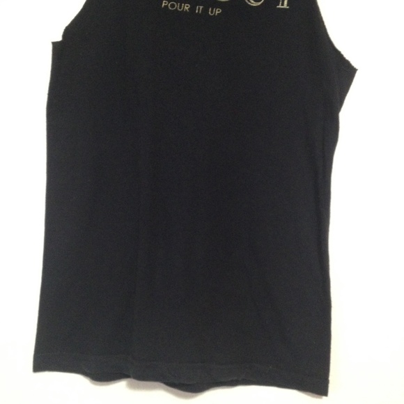 CIVIL Black and Gold Print Ballout Pour it Up Raw Edge Muscle Tank - Picture 4 of 8